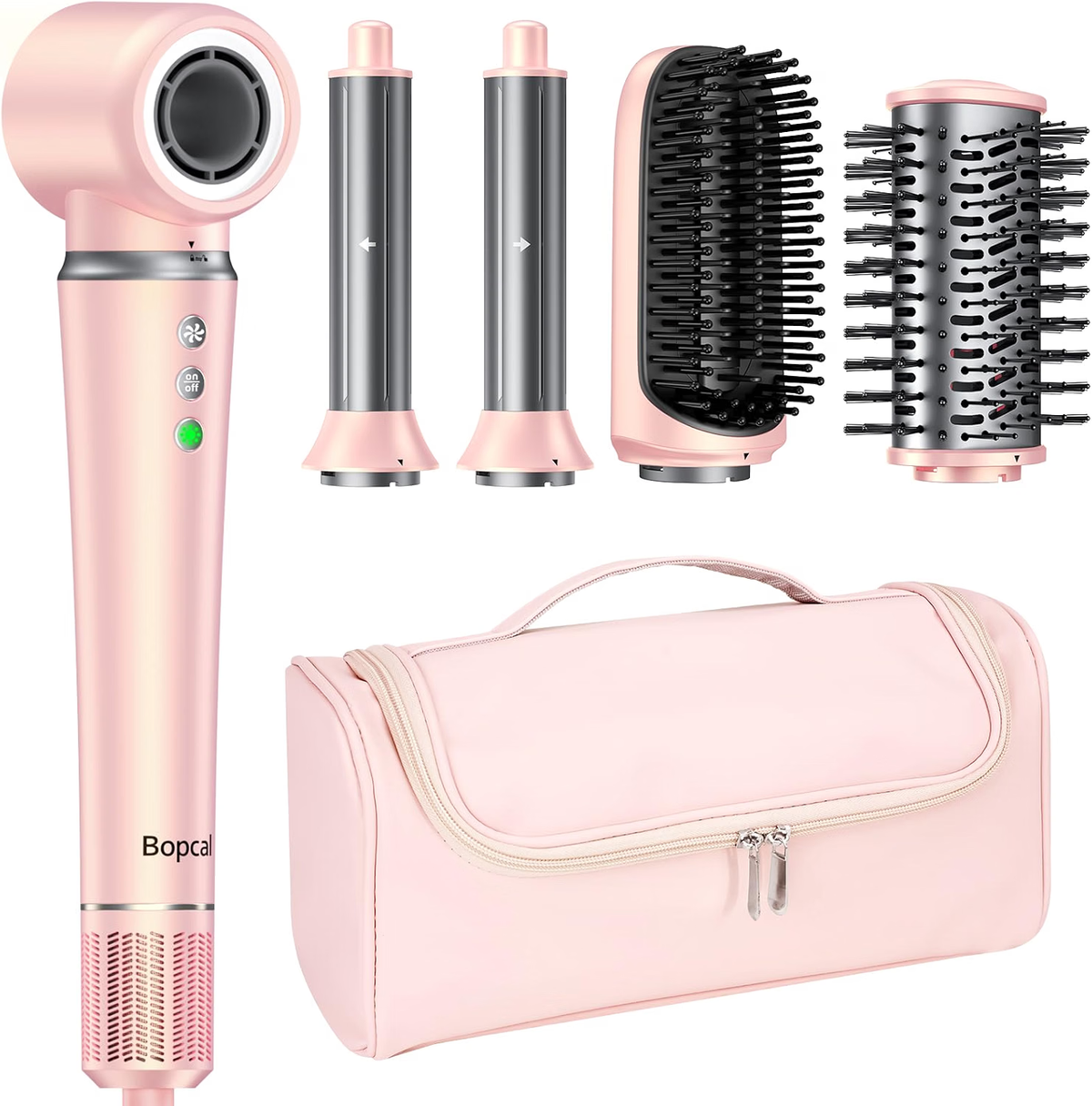 5 in 1 Hair Styling Kit with Travel Case, Multi Hair Styler Set for Curling, Straightening, Volumizing & Smoothing, Hot Air Brush with Ionic Care for Fast Styling at Home & Travel