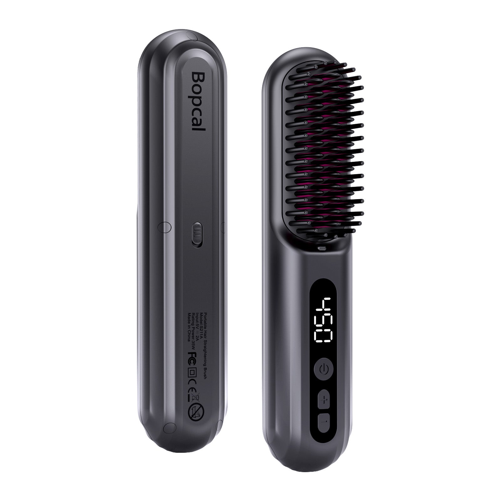 Bopcal Pocket Cordless Hair Straightener Brush (Black)