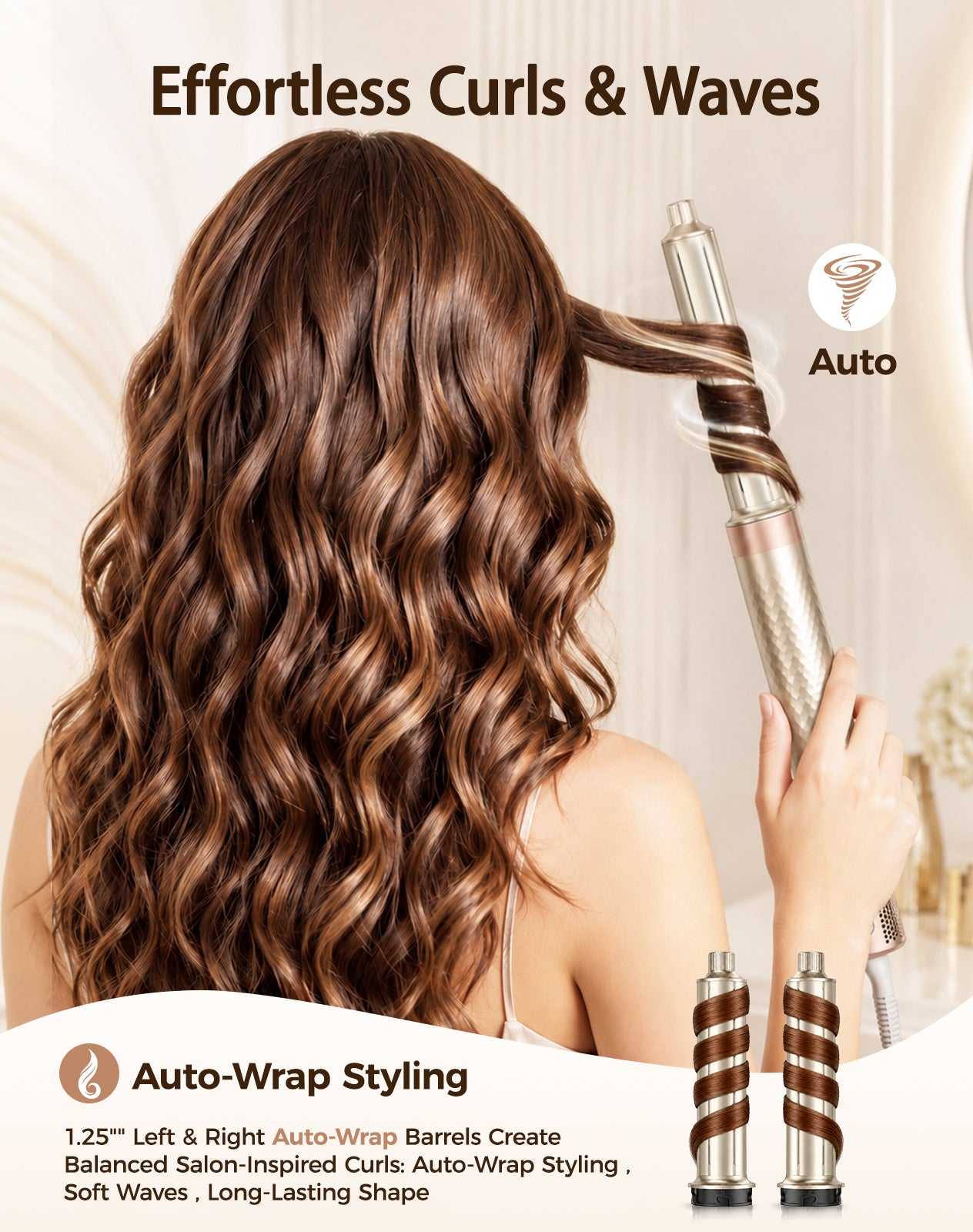opcal 7-in-1 Air Styler & Hair Dryer Brush, 170,000 RPM High-Speed Multi Styler with Auto Wrap Curlers, Ionic Blow Dryer Brush, Volumizing & Smoothing Brushes for Fast Drying, Curls & Salon Blowouts