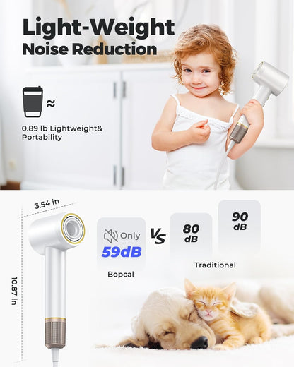 Ionic Hair Dryer, 160000 RPM Brushless Motor, Smart Thermo-Control
