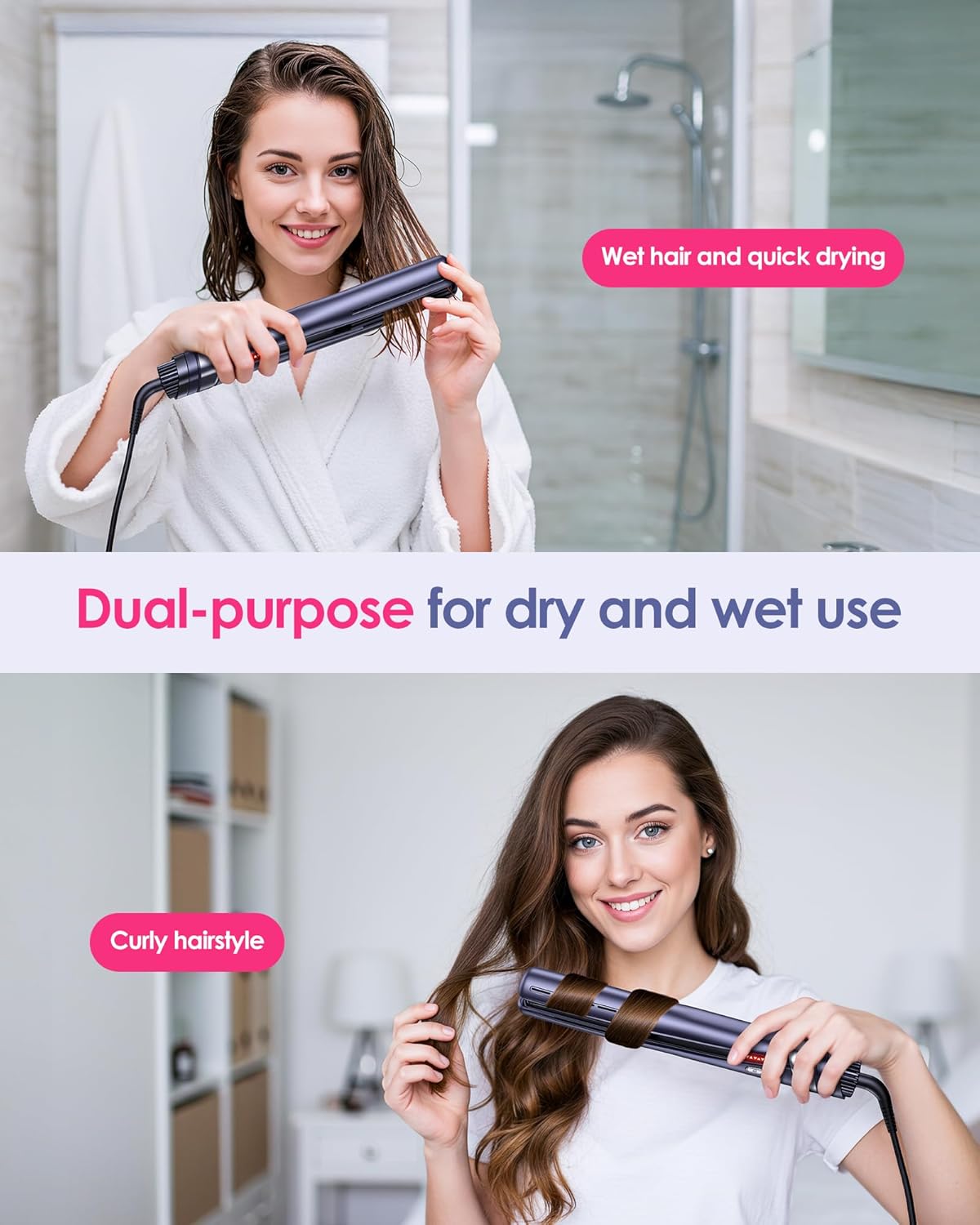 Airflow Styler Pro Flat Iron - 3-in-1 Hair Straightener & Curler with 360° Cooling Airvents